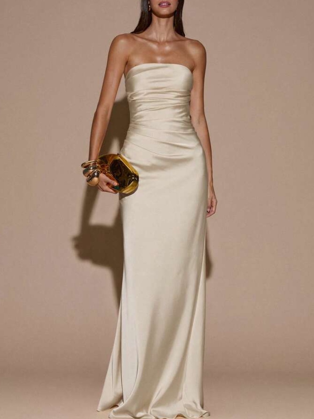 Strapless Apricot Evening Gown